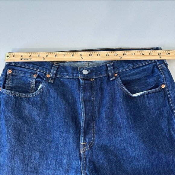 Levis 501 Original Fit Jeans 38x34 Button Fly Straight Blue - Picture 4 of 10